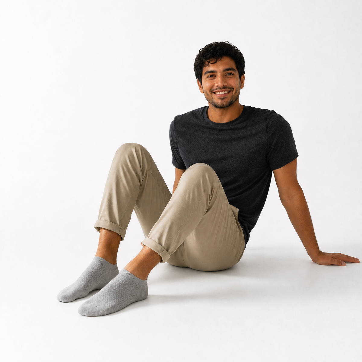 Person wearing lightweight socks during a gym workout