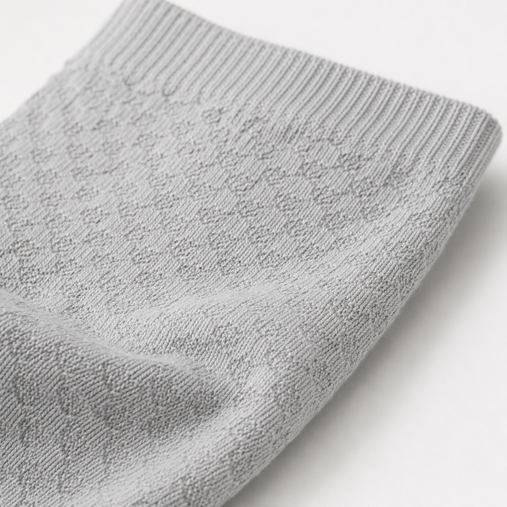 Breathable bamboo blend sock fabric close-up